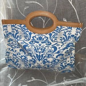 Blue and Tan Patterned Women's Bag